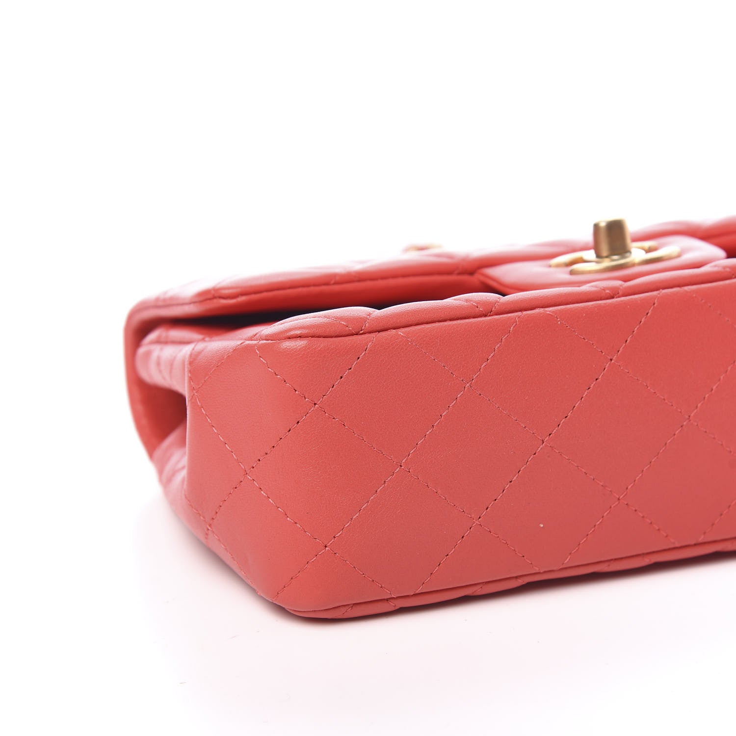 Chanel Lambskin Quilted Mini Rectangular Flap Red 8 of 9