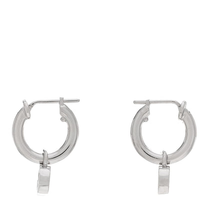 Gucci 18K White Gold Running G Drop Hoop Earrings 3 of 4