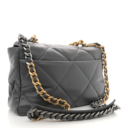 Chanel Goatskin Quilted Large Chanel 19 Flap Dark Grey 3 of 11