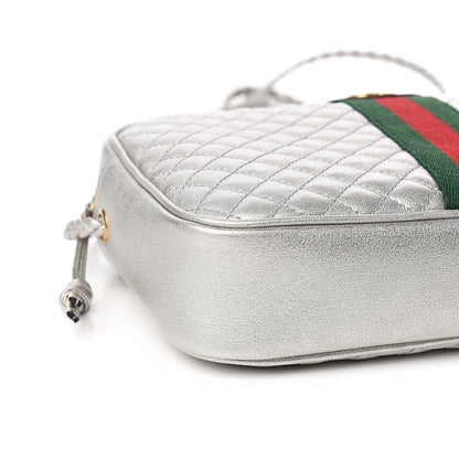 Gucci Laminated Nappa Web Trapuntata Small GG Shoulder Bag Argento 7 of 9