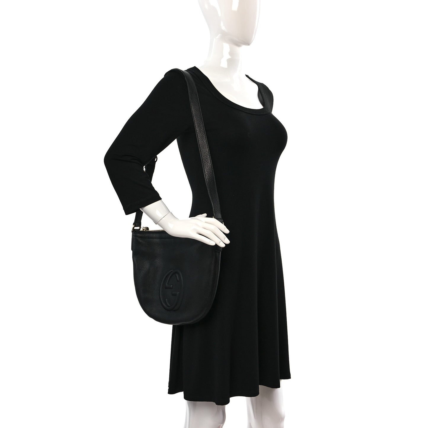 Pebbled Calfskin Small Soho Hobo Black