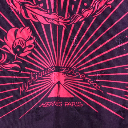 Hermes Silk Mythiques Phoenix Tattoo Scarf 70 Rose Vif Marine 2 of 3