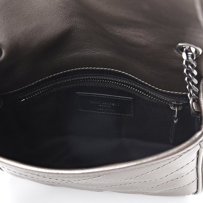 Saint Laurent Metallic Calfskin Matelasse Monogram Niki Chain Wallet Platinum 4 of 8