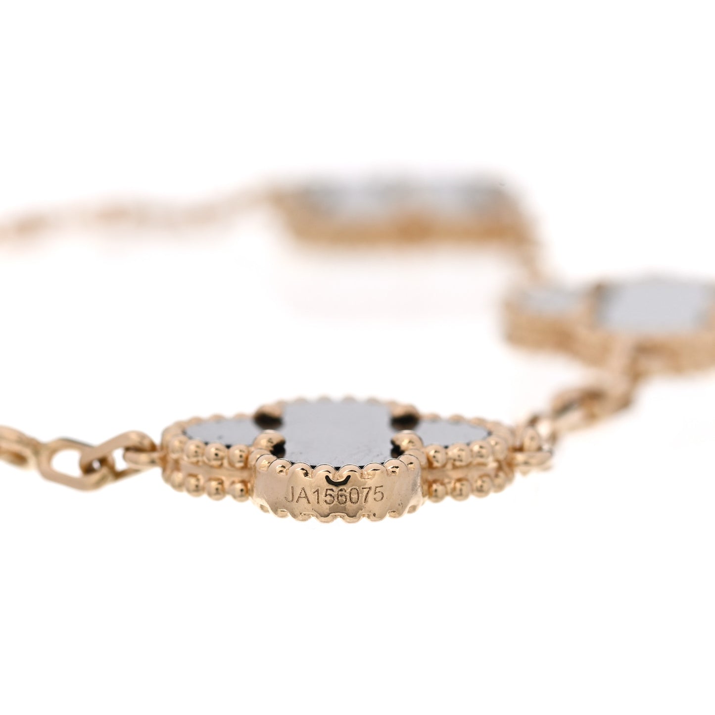 18K Yellow Gold Black Onyx 5 Motifs Vintage Alhambra Bracelet