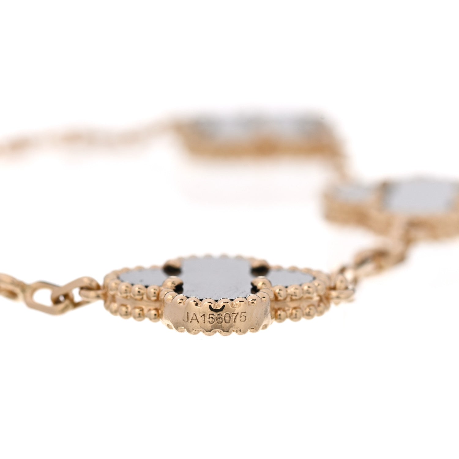 Van Cleef & Arpels 18K Yellow Gold Black Onyx 5 Motifs Vintage Alhambra Bracelet 3 of 6
