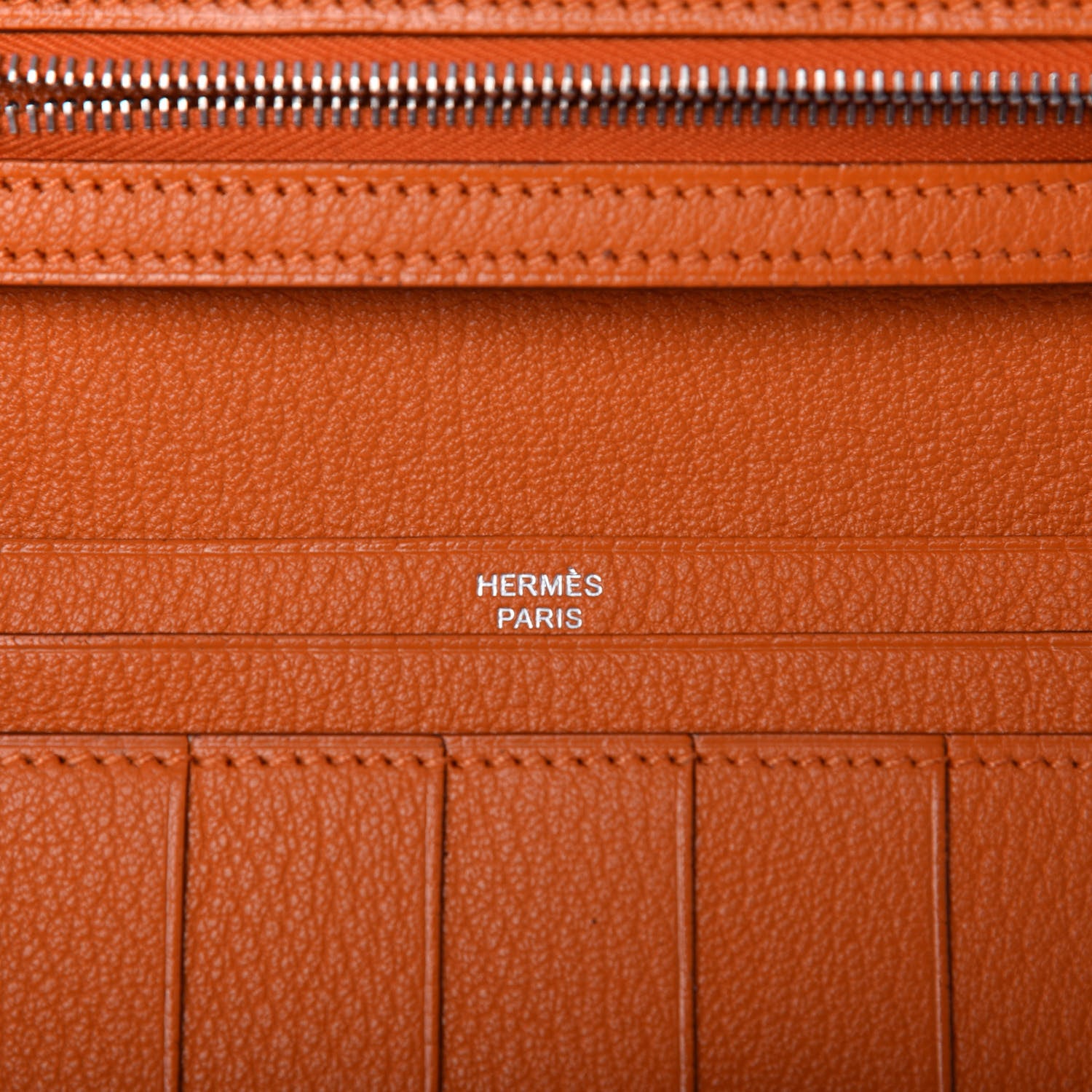 Hermes Chevre Mysore Bearn Gusset Wallet Orange 6 of 7