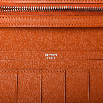 Hermes Chevre Mysore Bearn Gusset Wallet Orange 6 of 7