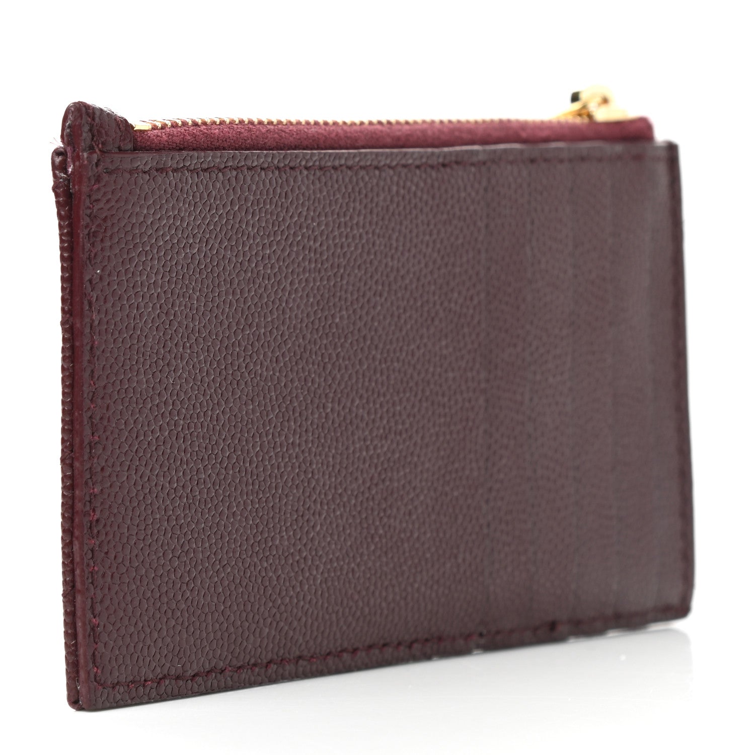 Saint Laurent Grain De Poudre Matelasse Chevron Monogram Fragments Zippered Card Case Rouge Legion 3 of 8