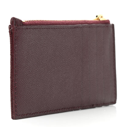 Saint Laurent Grain De Poudre Matelasse Chevron Monogram Fragments Zippered Card Case Rouge Legion 3 of 8
