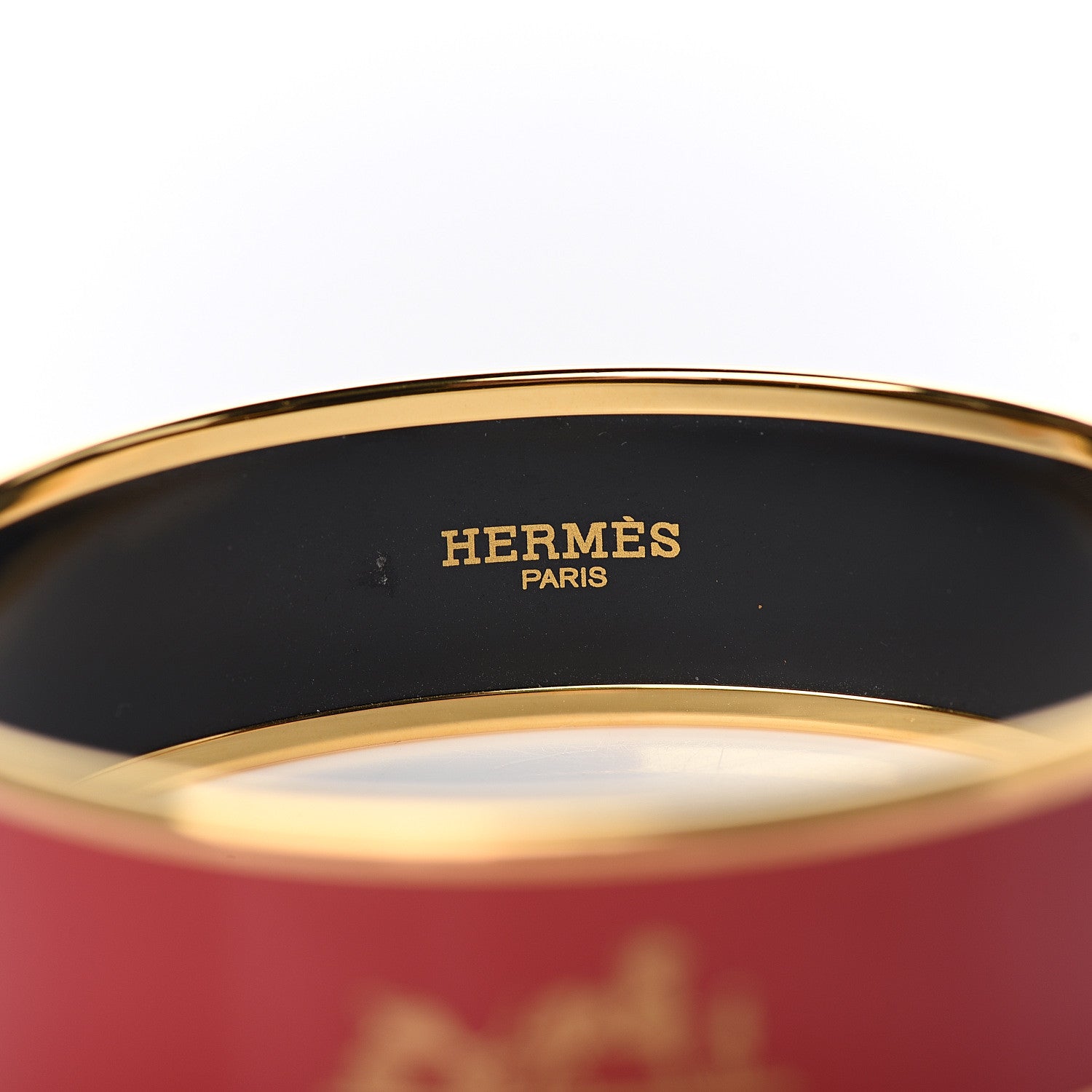 Hermes Enamel Printed Wide Caleche Bracelet 70 Rouge H 4 of 5