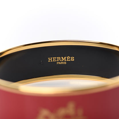 Hermes Enamel Printed Wide Caleche Bracelet 70 Rouge H 4 of 5
