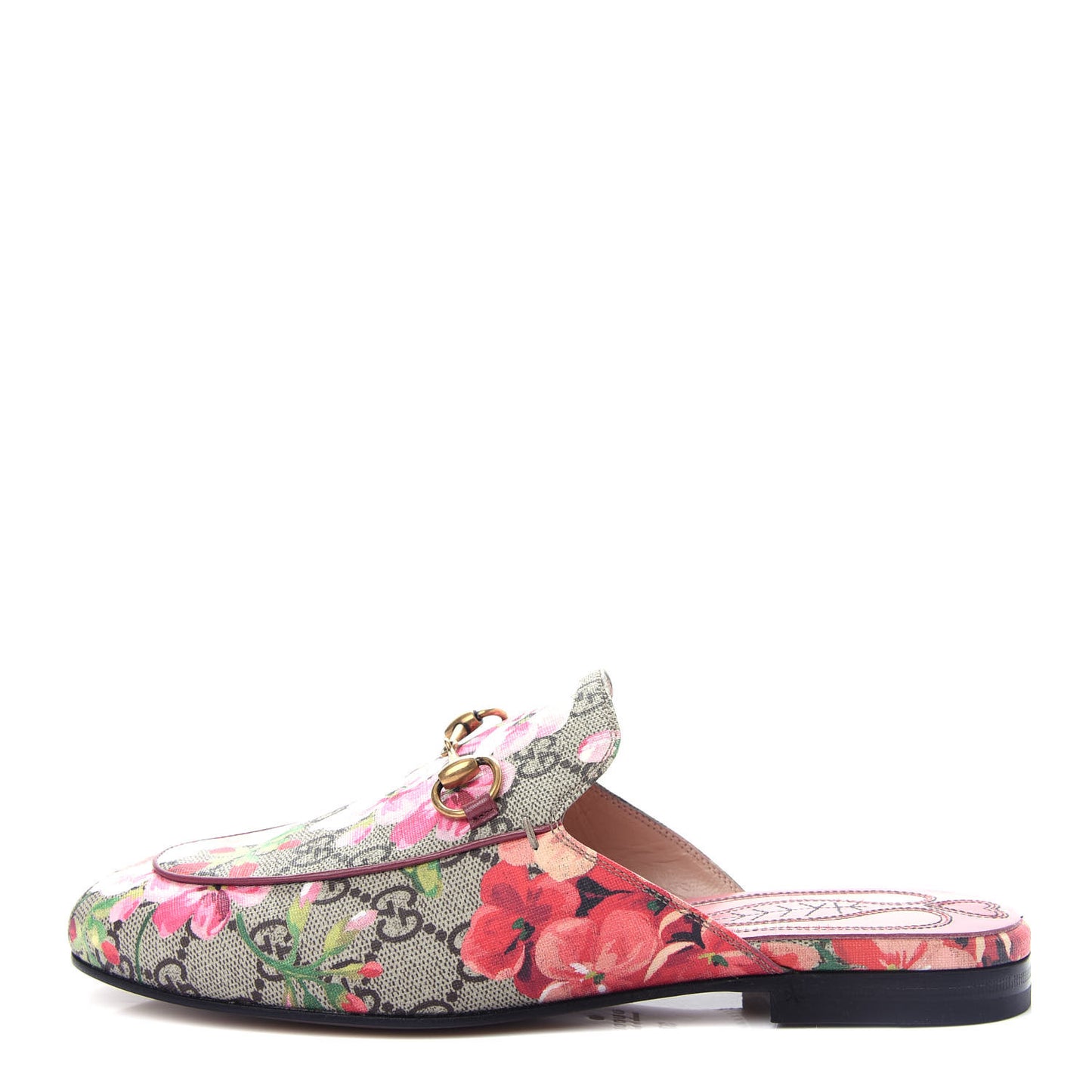 GG Supreme Monogram Blooms Womens Princetown Slippers 37 Beige Multicolor Dry Rose