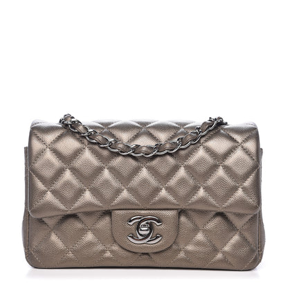 Chanel Metallic Caviar Quilted Mini Rectangular Flap Bronze 1 of 17