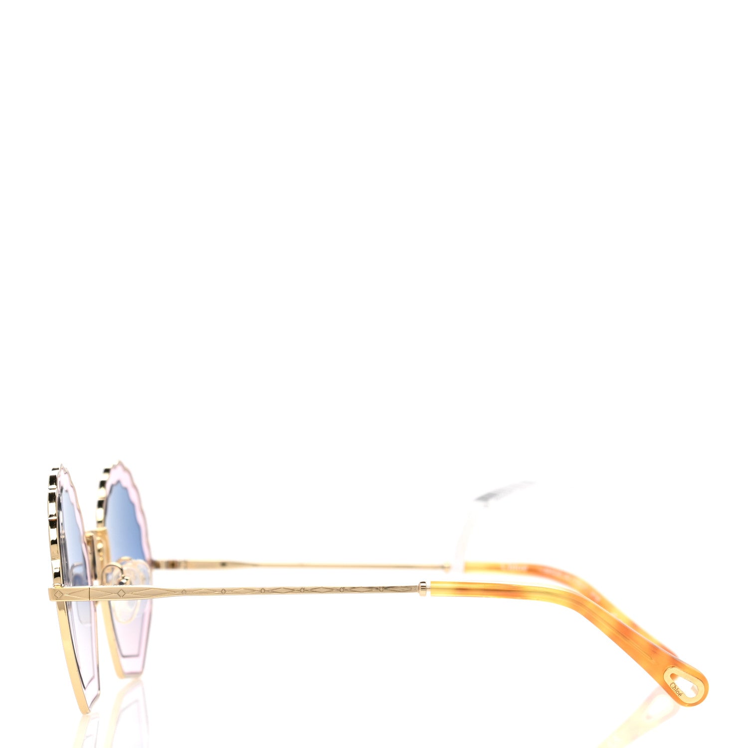 Chloe Rosie Bevelled Round Sunglasses Gold Gradient Blue 3 of 7