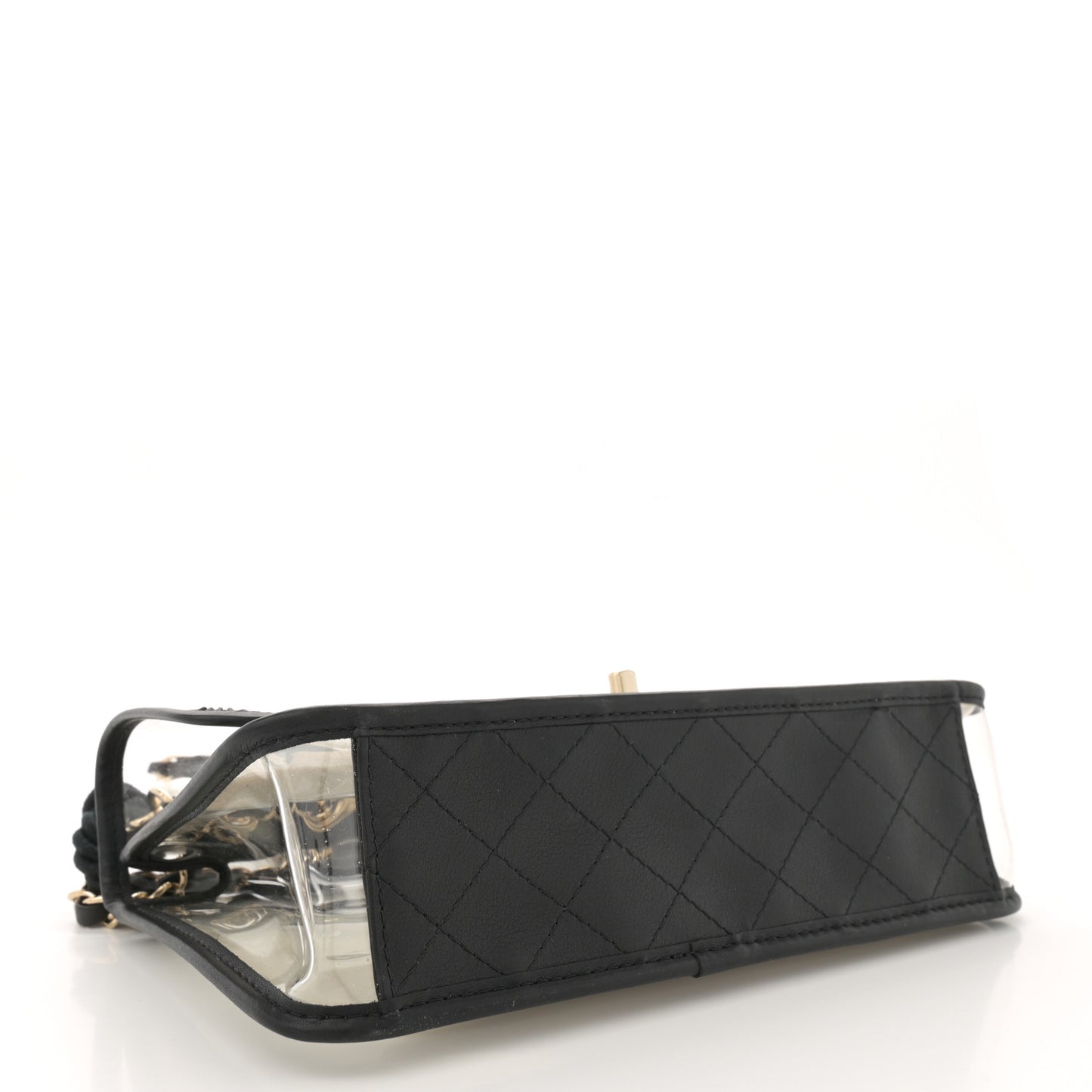 Lambskin PVC Sand By The Sea Flap With Pearl Strap Black