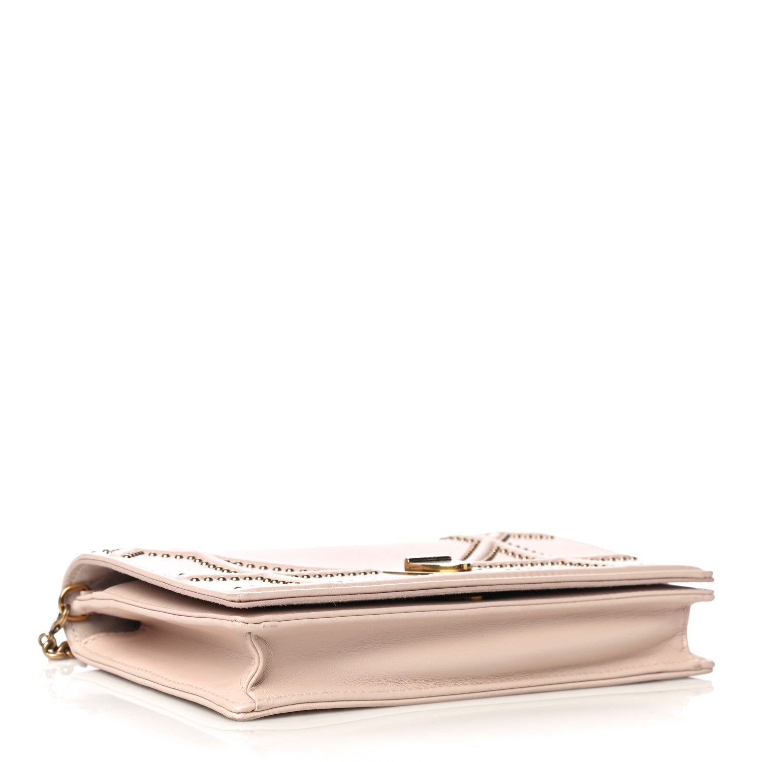Christian Dior Calfskin Studded Diorama Wallet on Chain Pouch Nude 5 of 17