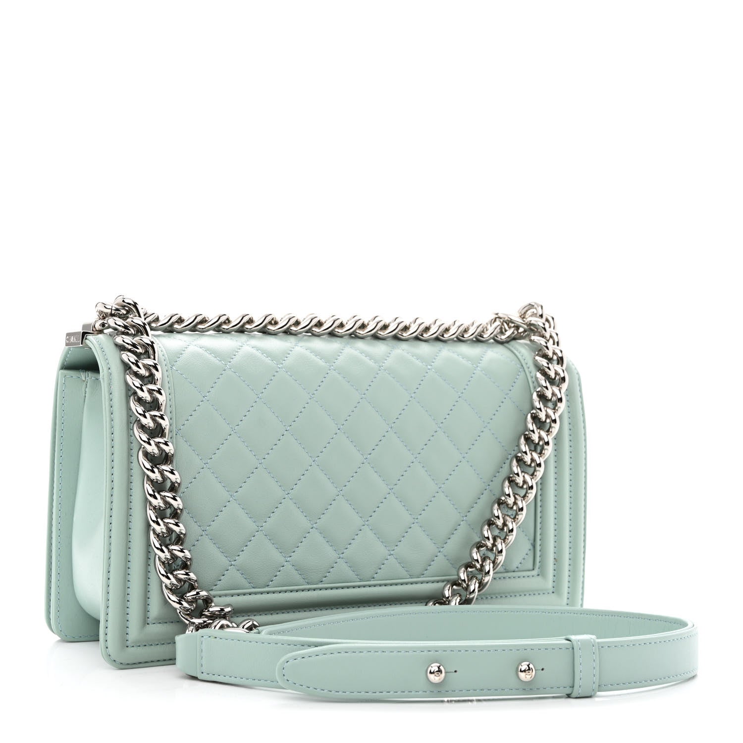 Chanel Calfskin Quilted Medium Boy Flap Light Blue 3 of 11