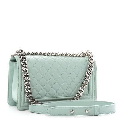 Chanel Calfskin Quilted Medium Boy Flap Light Blue 3 of 11