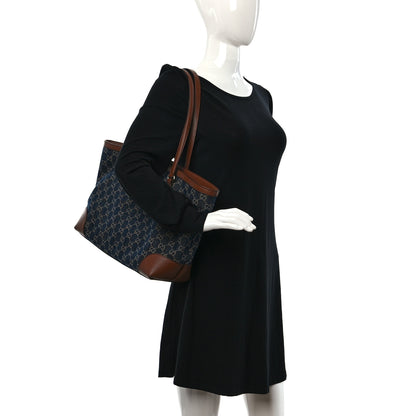 Gucci New Denim GG Monogram Medium Ophidia Shopping Tote Blue Tea Cuir 2 of 9