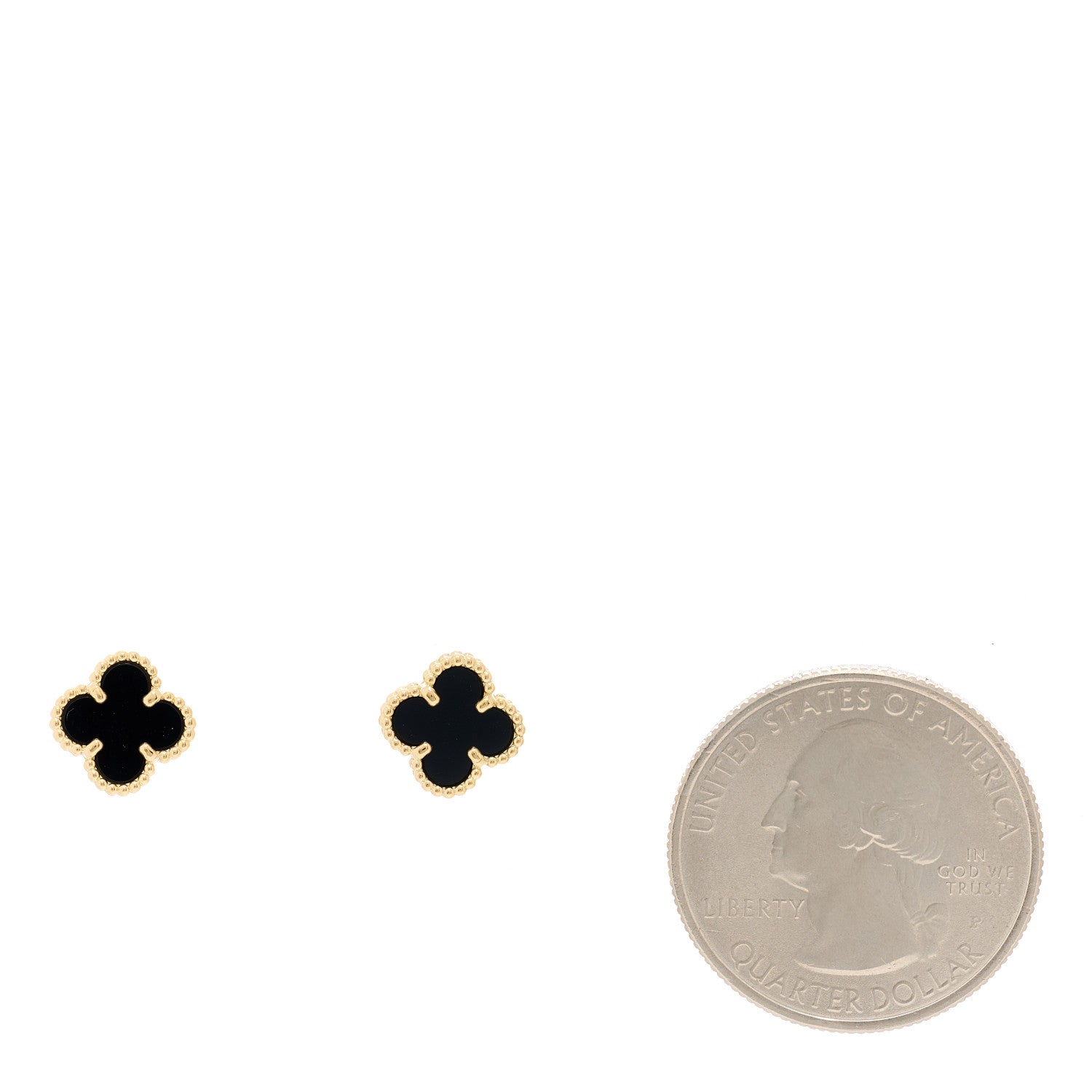 Van Cleef & Arpels 18K Yellow Gold Black Onyx Sweet Alhambra Earrings 2 of 5