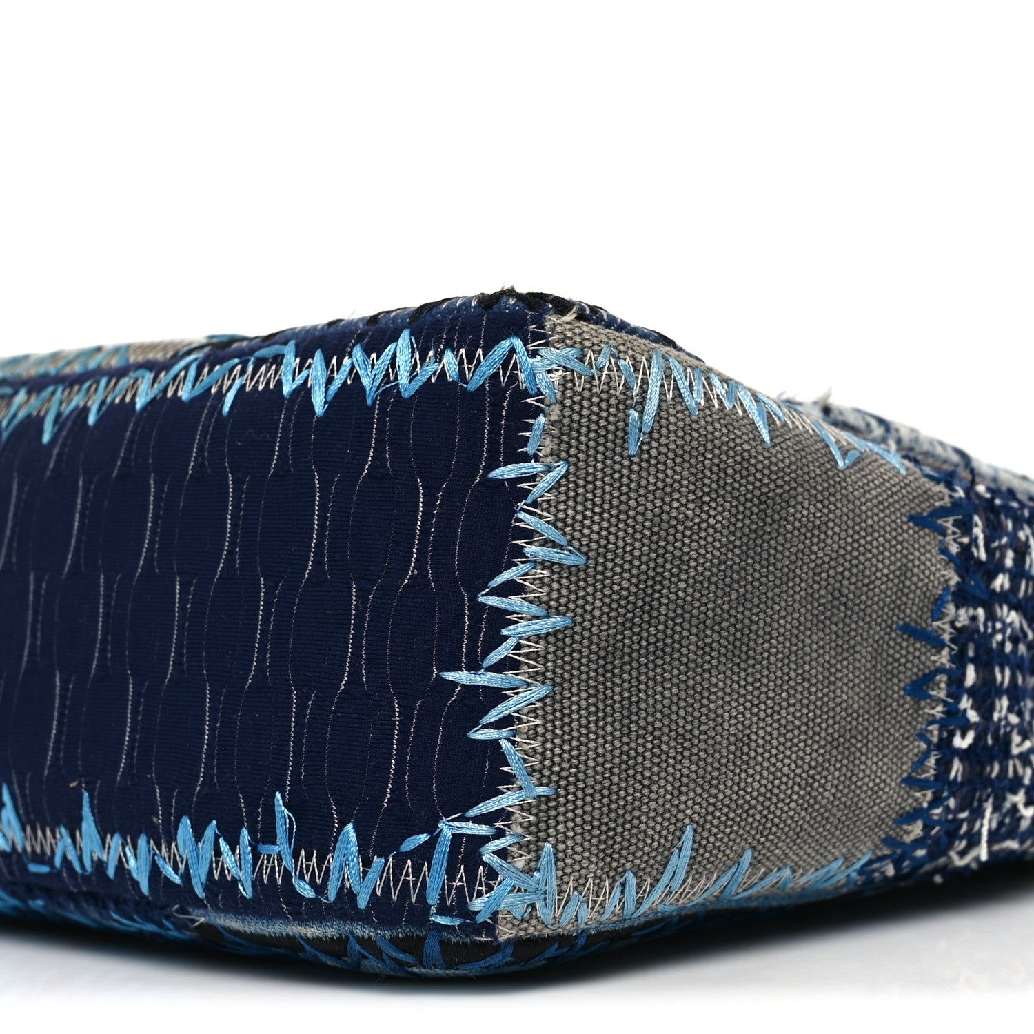 Chanel Denim Tweed Patchwork Jumbo Single Flap Blue 10 of 12