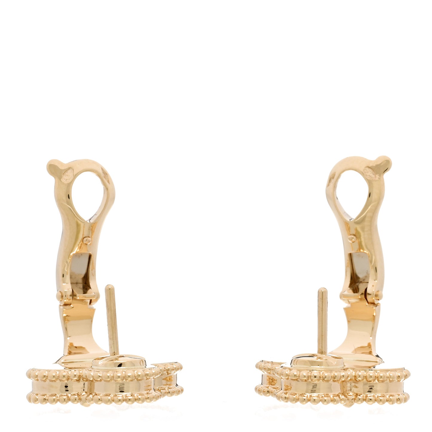 18K Yellow Gold Guilloche Vintage Alhambra Earrings