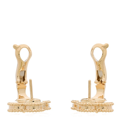 Van Cleef & Arpels 18K Yellow Gold Guilloche Vintage Alhambra Earrings 3 of 5