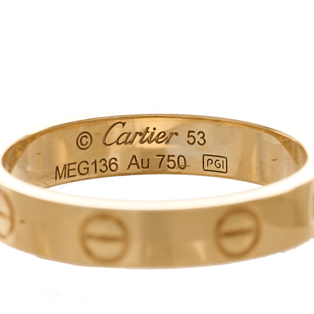 Cartier 18K Yellow Gold 3.5mm LOVE Wedding Band Ring 53 6.5 6 of 6
