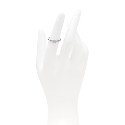 David Yurman Sterling Silver Diamond Cable Classics Heart Ring 50 5.5 2 of 5