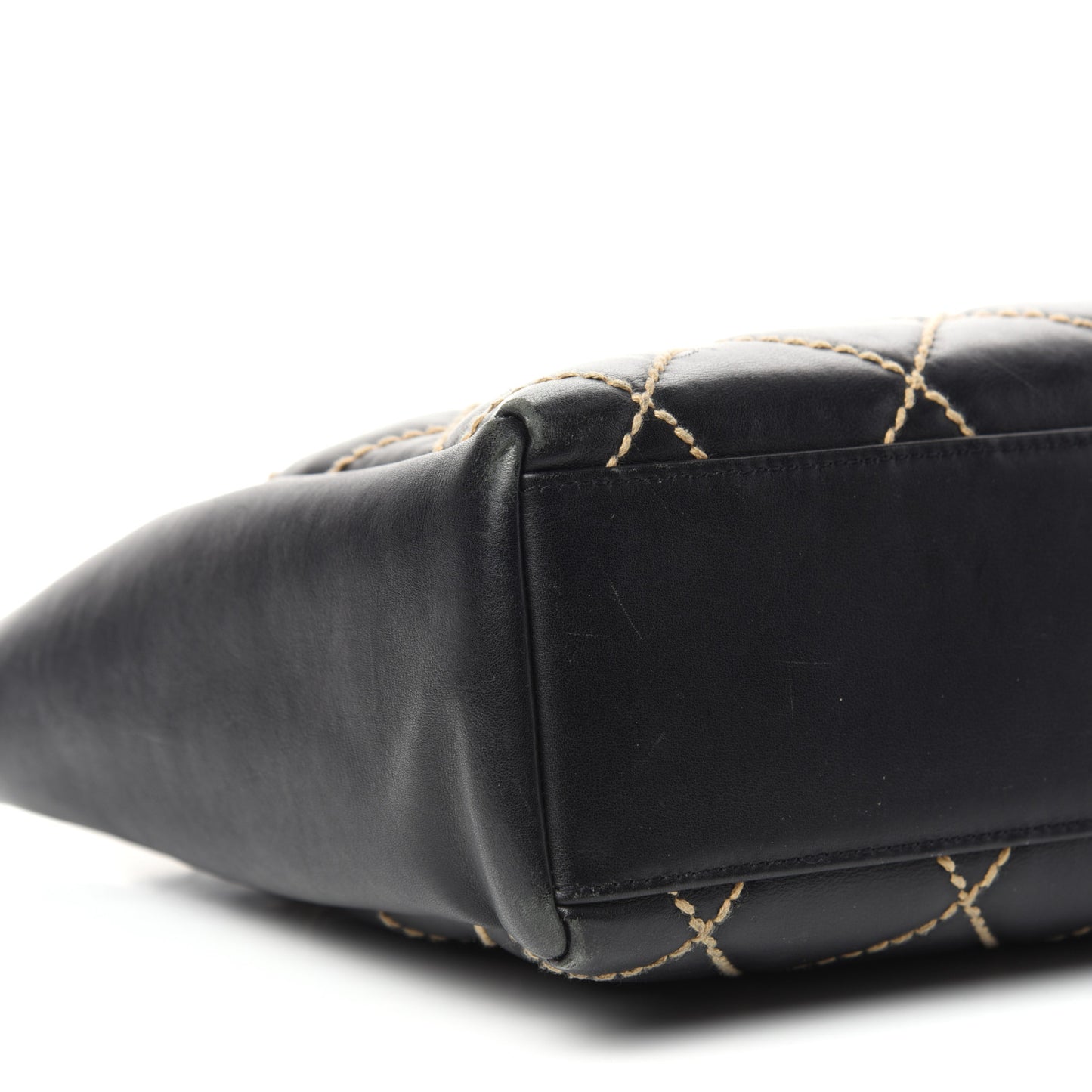 Calfskin Wild Stitch Shoulder Bag Black