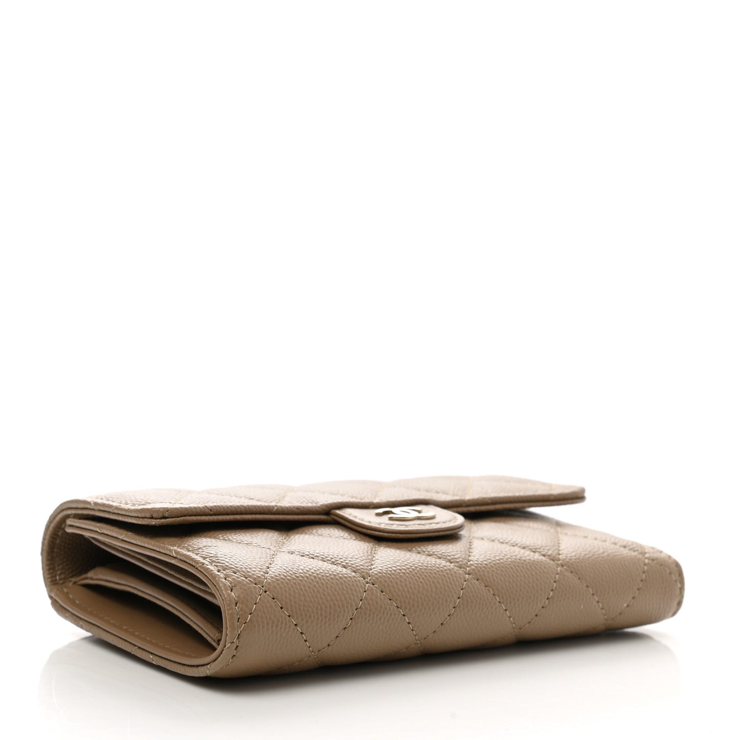 Caviar Quilted Medium Flap Wallet Beige