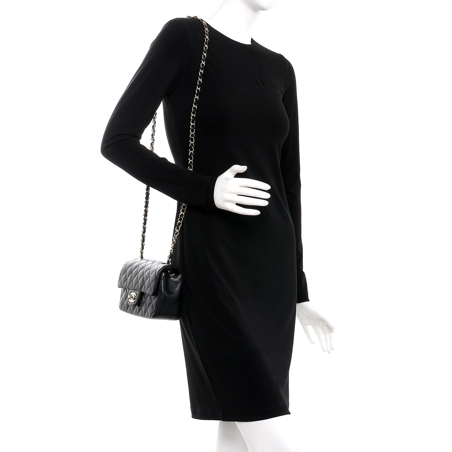 Lambskin Quilted Mini Rectangular Flap Black