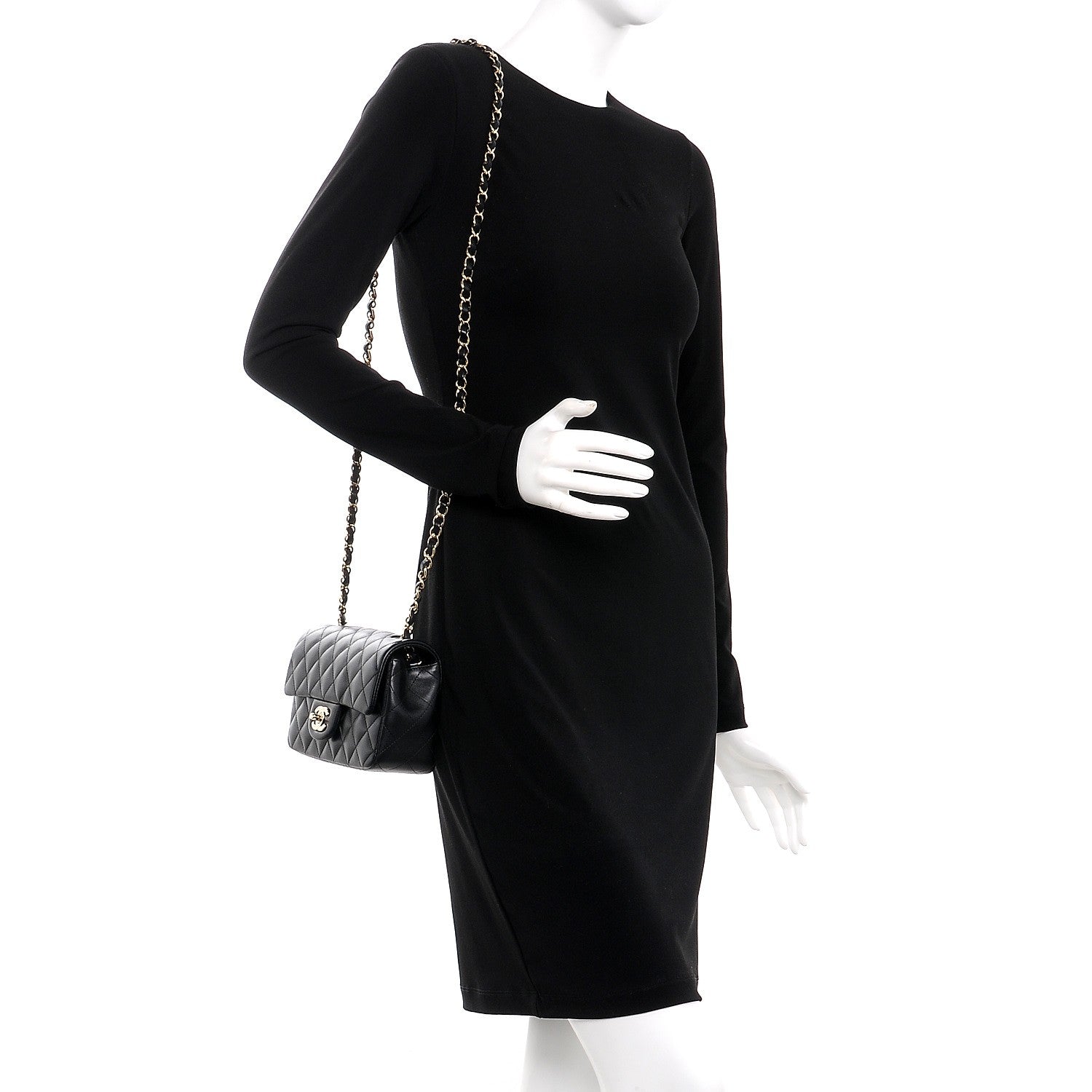 Chanel Lambskin Quilted Mini Rectangular Flap Black 2 of 8