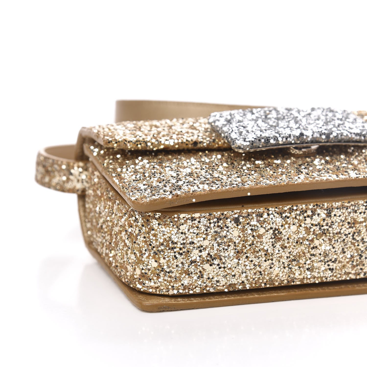 Saint Laurent Glitter Small Lulu Bunny Satchel Gold Silver 7 of 10