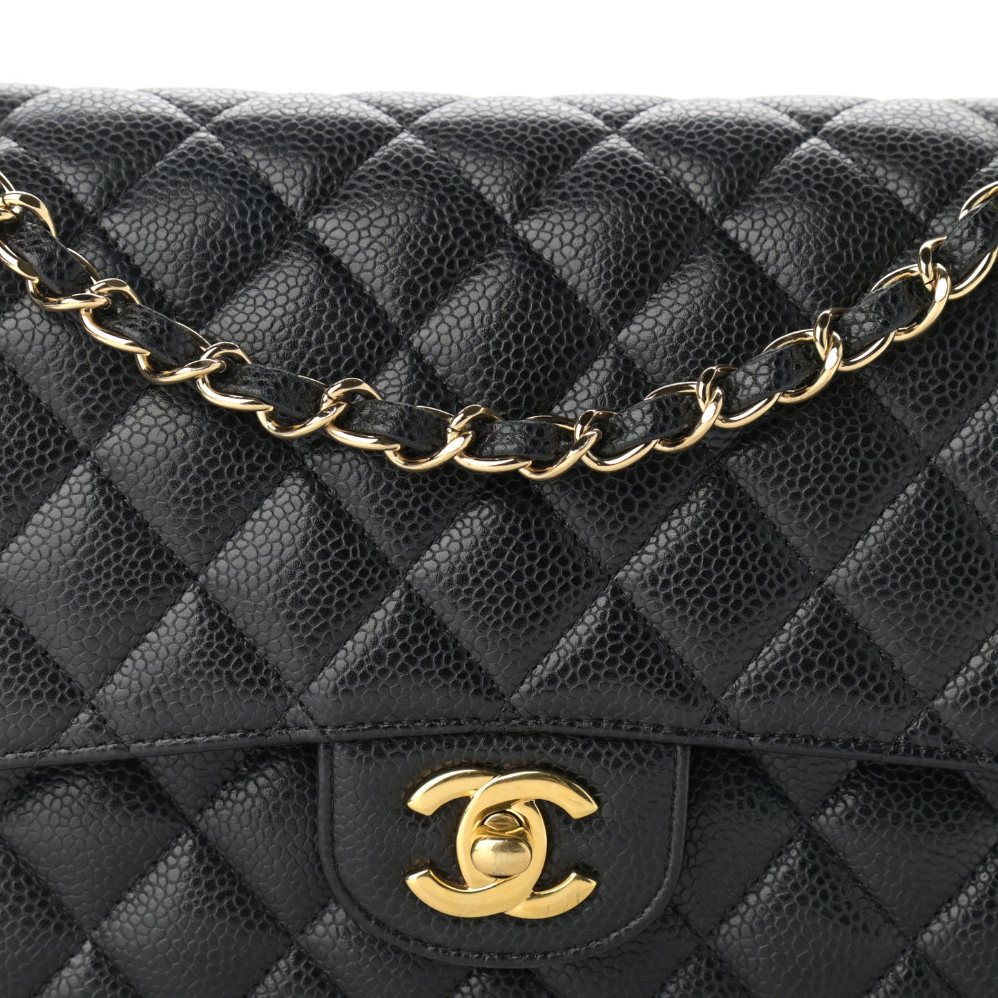 Caviar Quilted Medium Double Flap Black