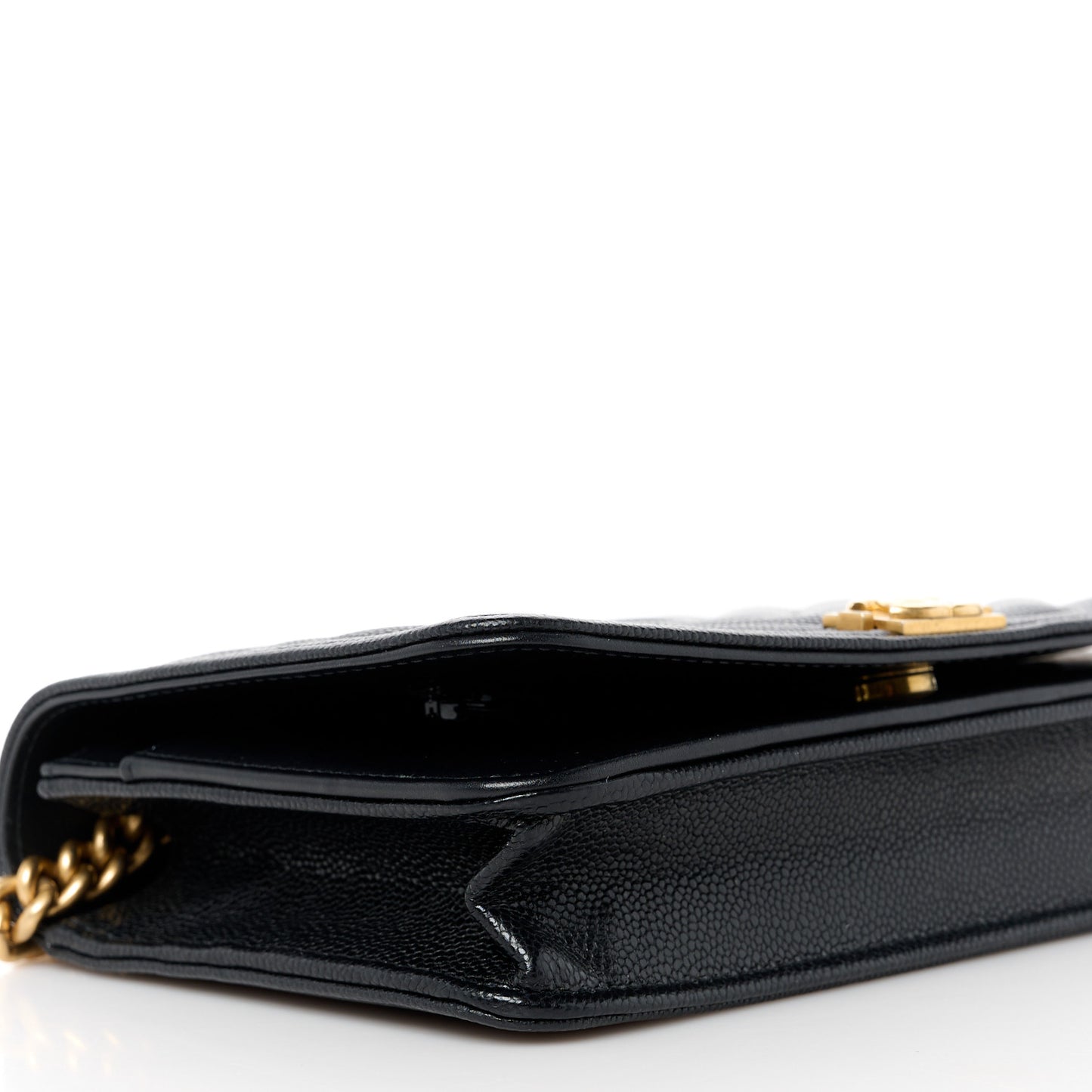 Caviar Chevron Quilted Boy Wallet On Chain WOC Black