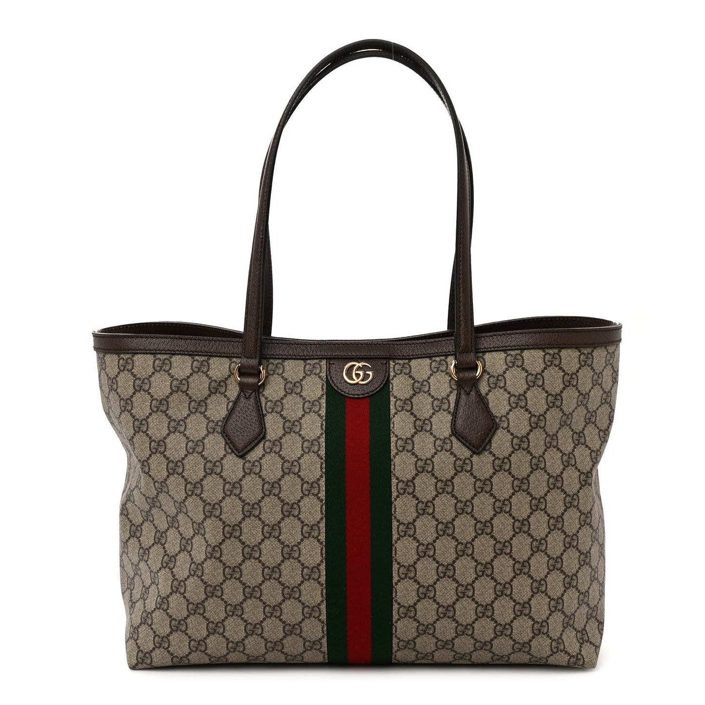 GG Supreme Monogram Medium Ophidia Shopping Tote Brown