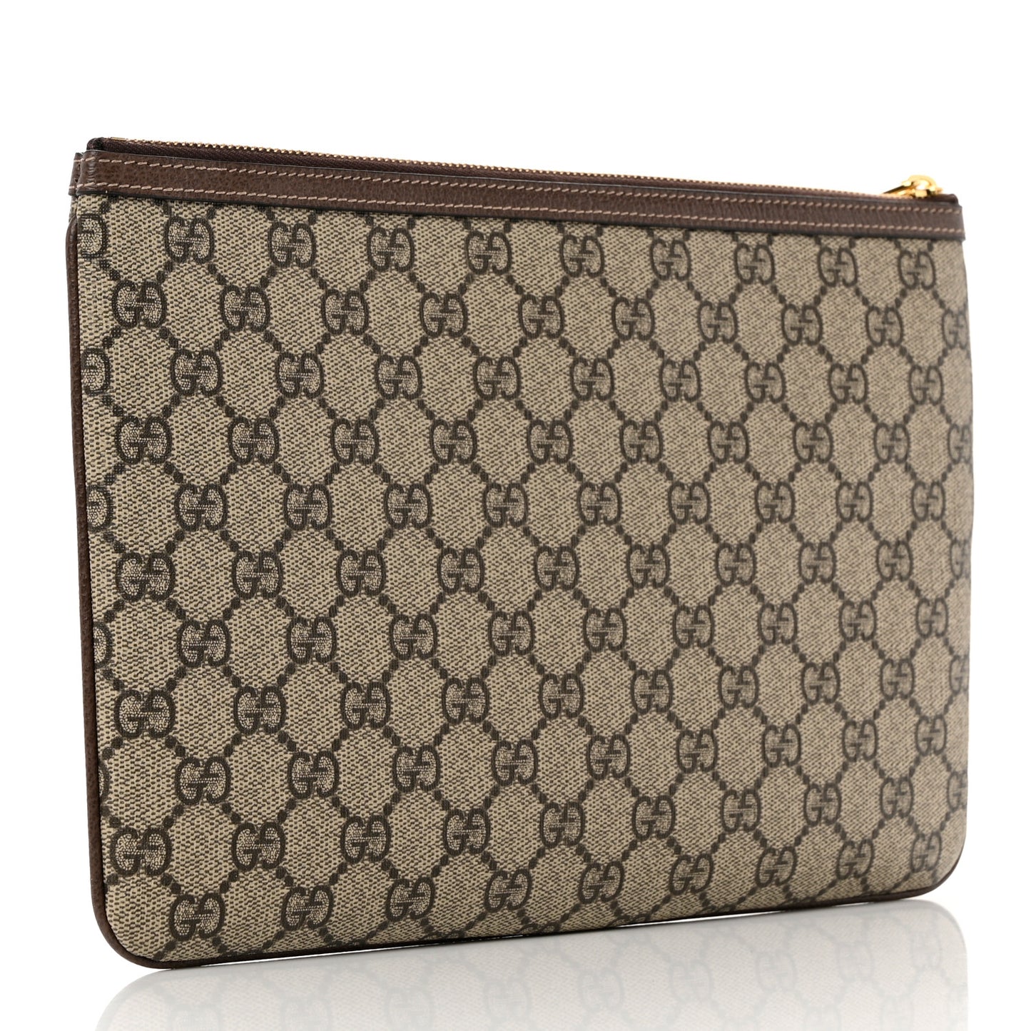 GG Supreme Monogram Large Ophidia Pouch Clutch Brown