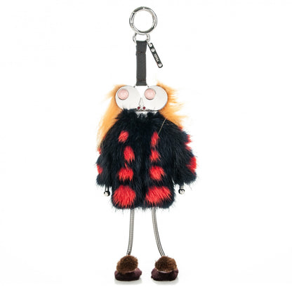 Fendi Calfskin Mink Fox Fur Witches Bag Charm Navy Pink 1 of 4