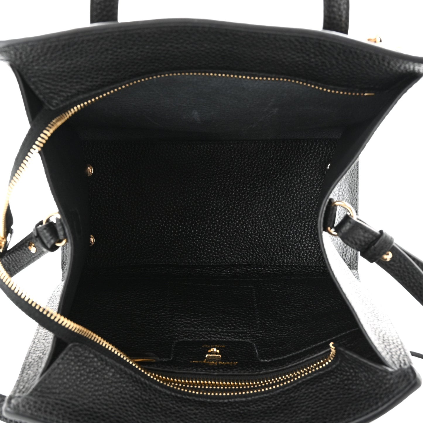 Hammered Calfskin Double Handle Small Amy Tote Black