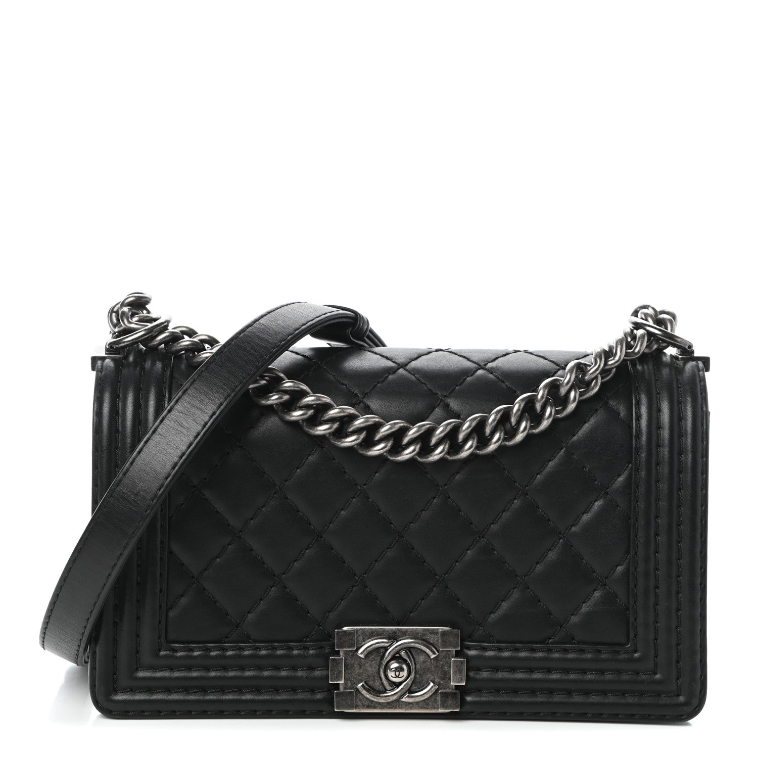 Chanel Calfskin Double Stitch Medium Boy Flap Black 1 of 10