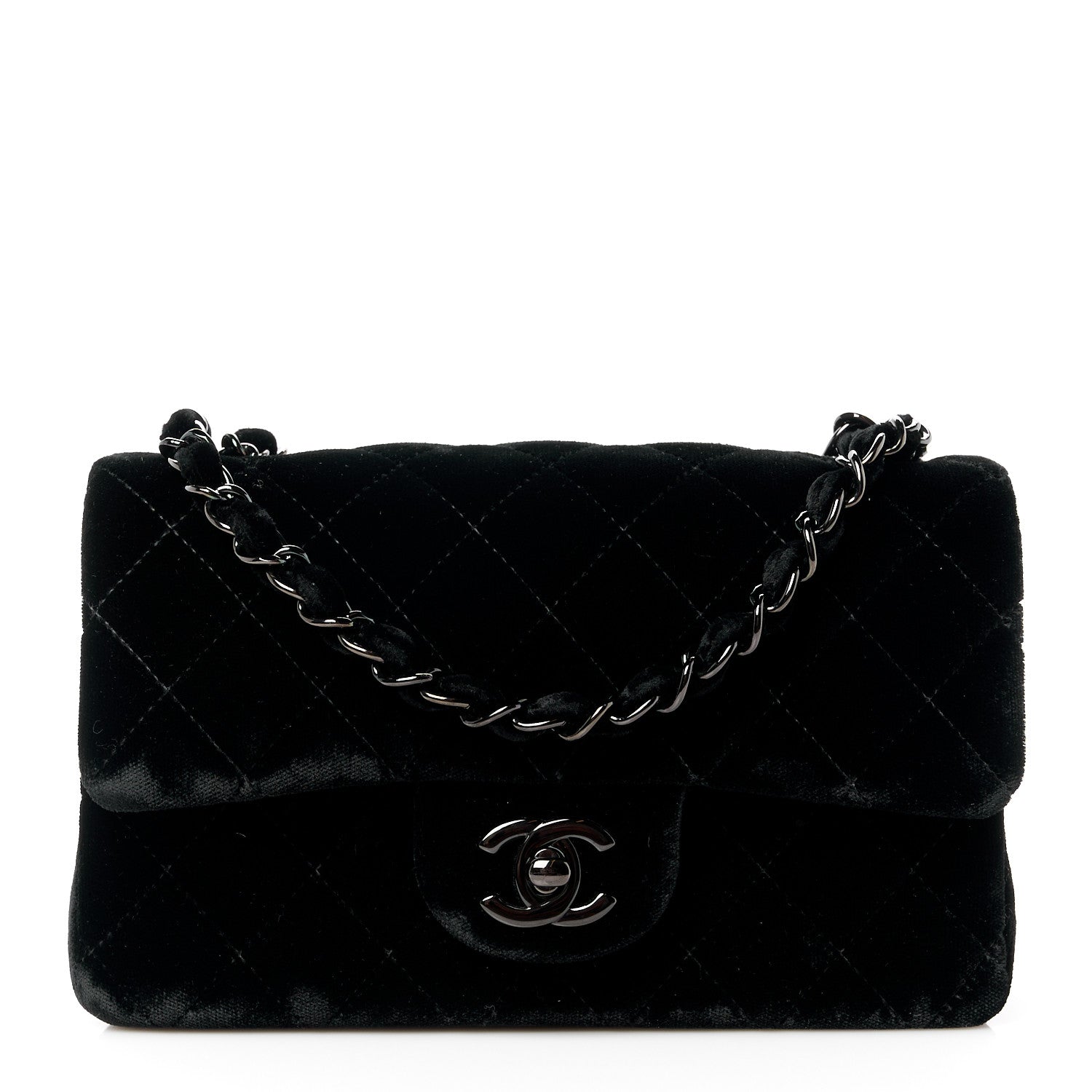 Chanel Velvet Quilted Mini Rectangular Flap So Black 1 of 13