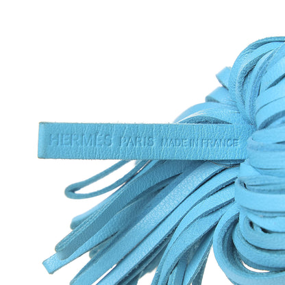 Hermes Lambskin Carmen Tassel Key Holder Bleu Azteque 3 of 7