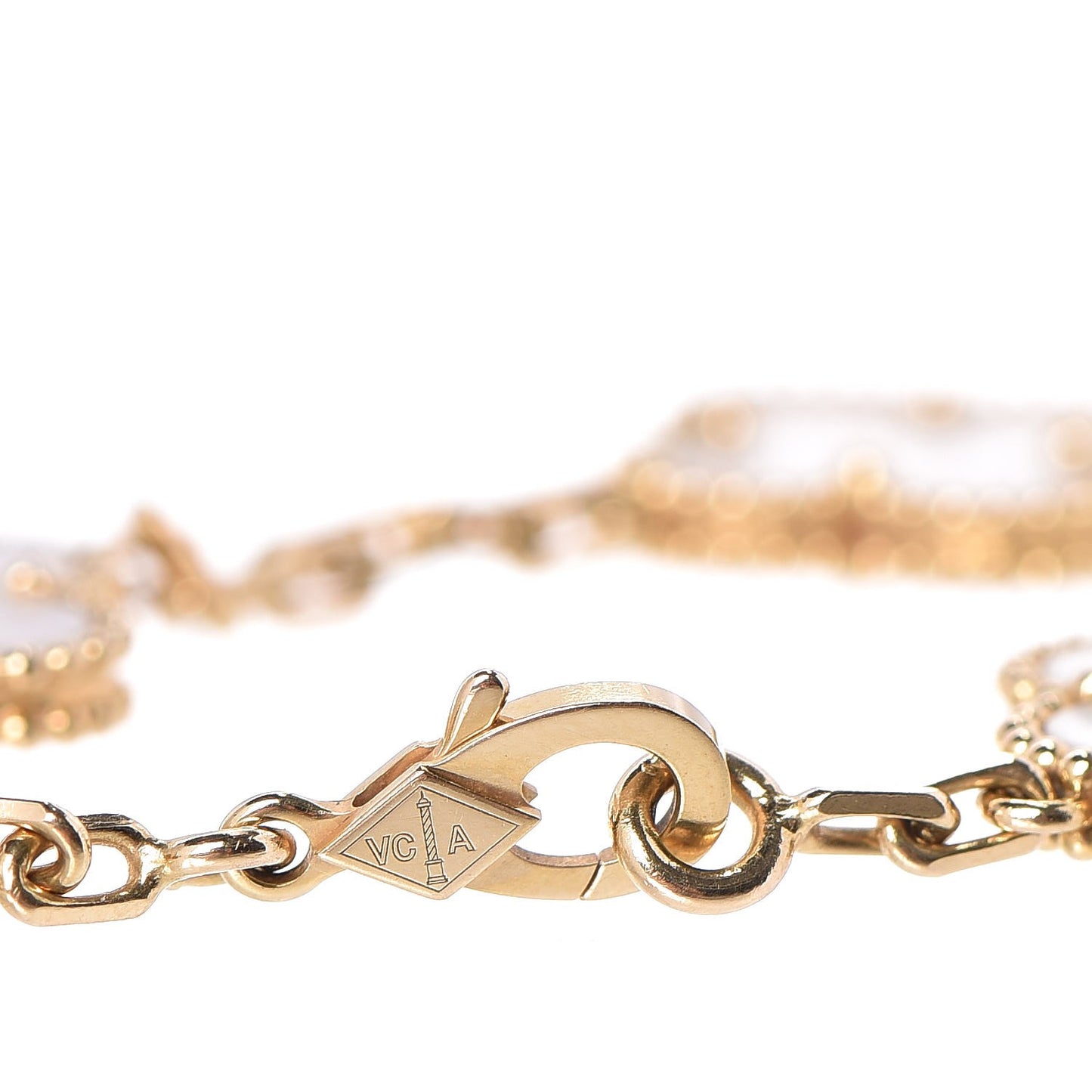 18K Yellow Gold Mother of Pearl 5 Motifs Vintage Alhambra Bracelet