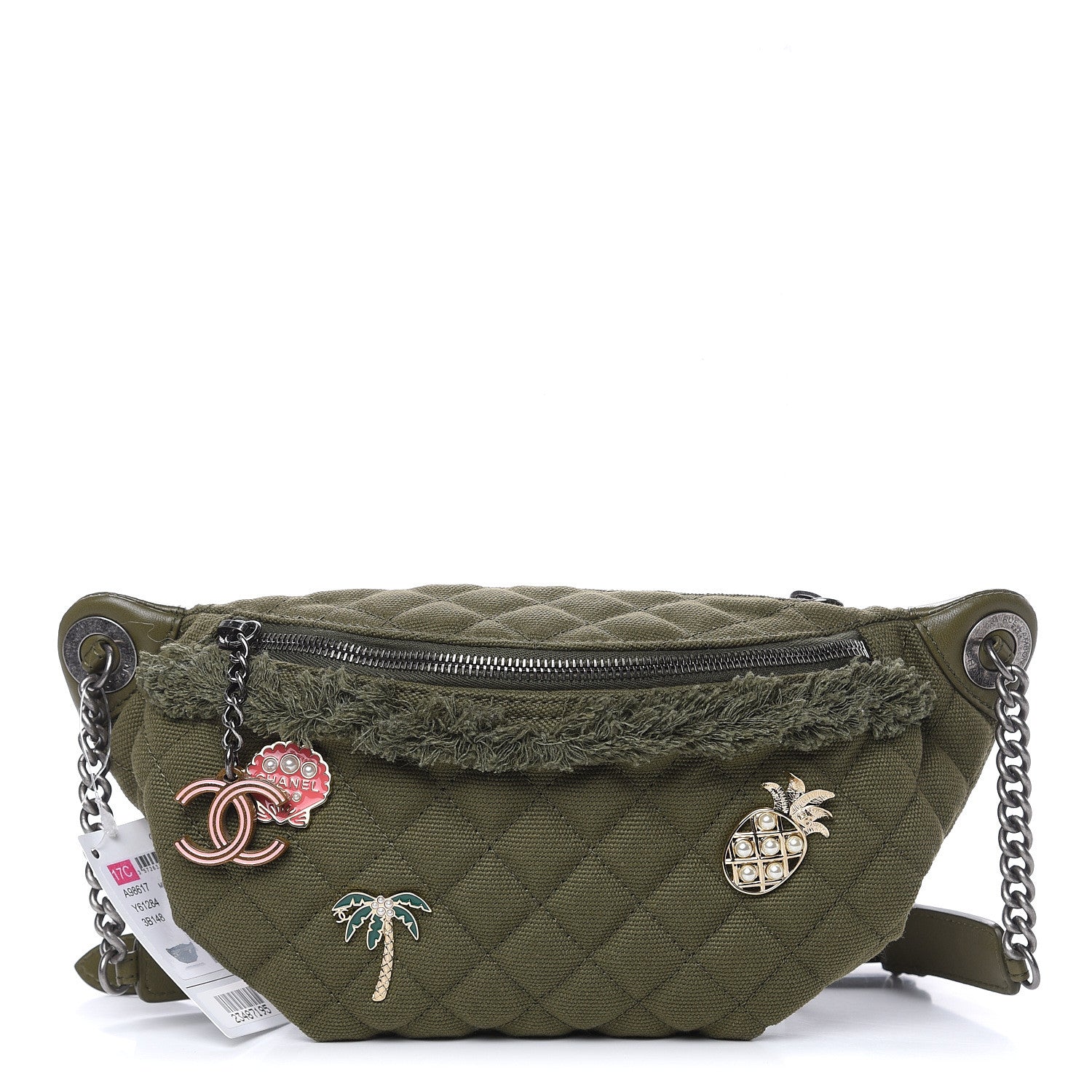 Chanel Canvas Lambskin Quilted Coco Cuba Charms Waist Bag Khaki 1 of 10
