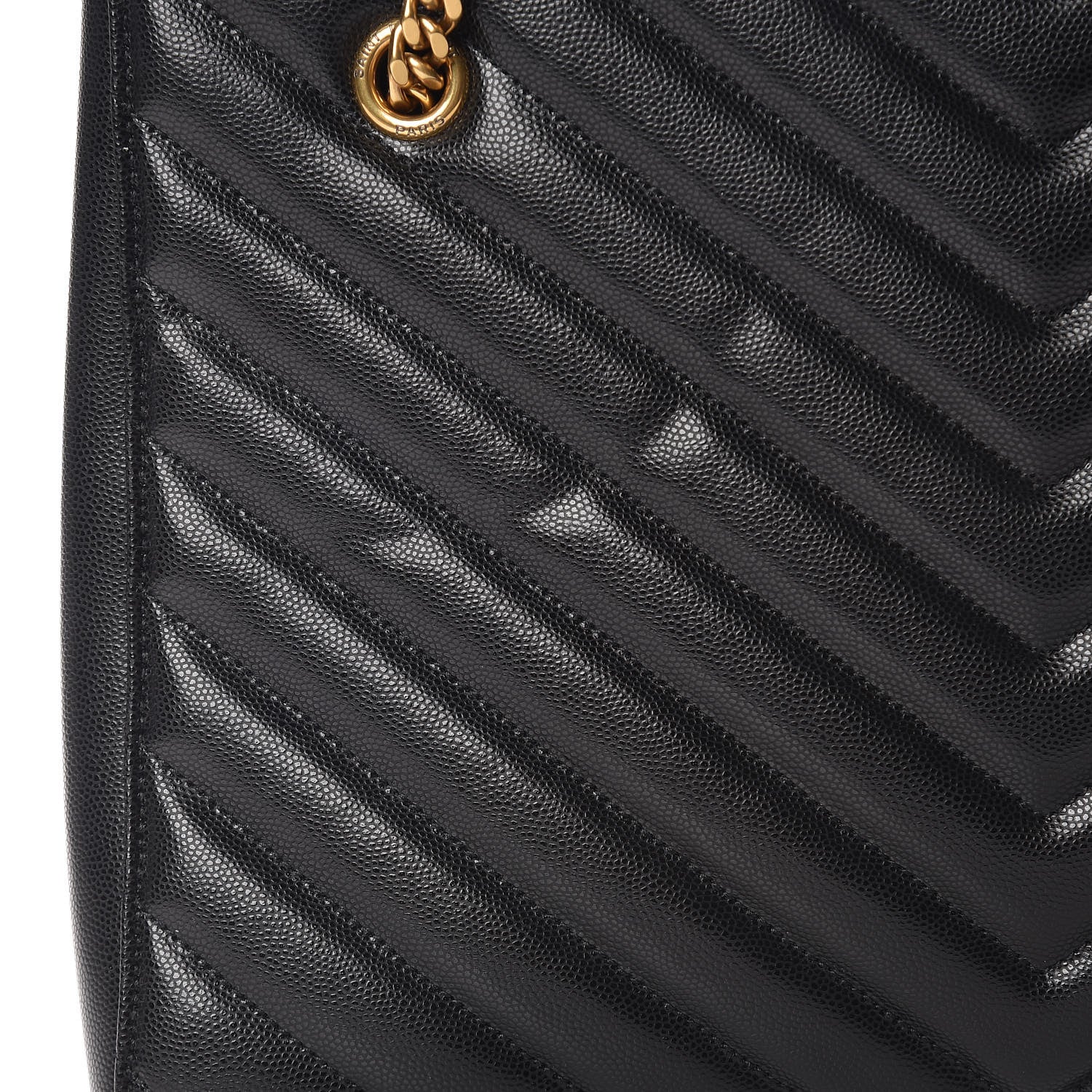 Saint Laurent Grain De Poudre Matelasse Chevron Medium Tribeca Shopping Bag Black 11 of 12
