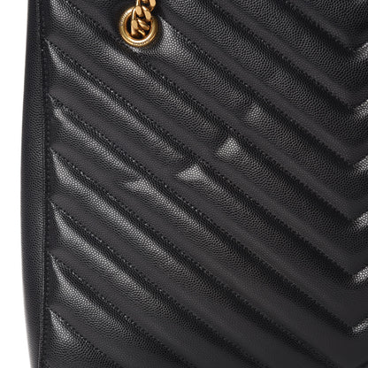Saint Laurent Grain De Poudre Matelasse Chevron Medium Tribeca Shopping Bag Black 11 of 12