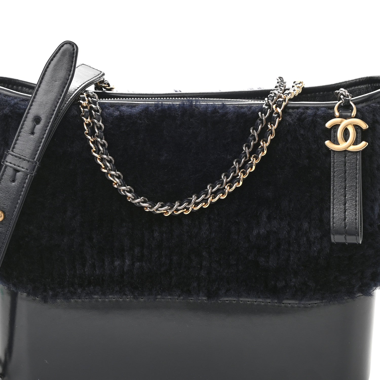 Chanel Shearling Medium Gabrielle Hobo Navy 8 of 10