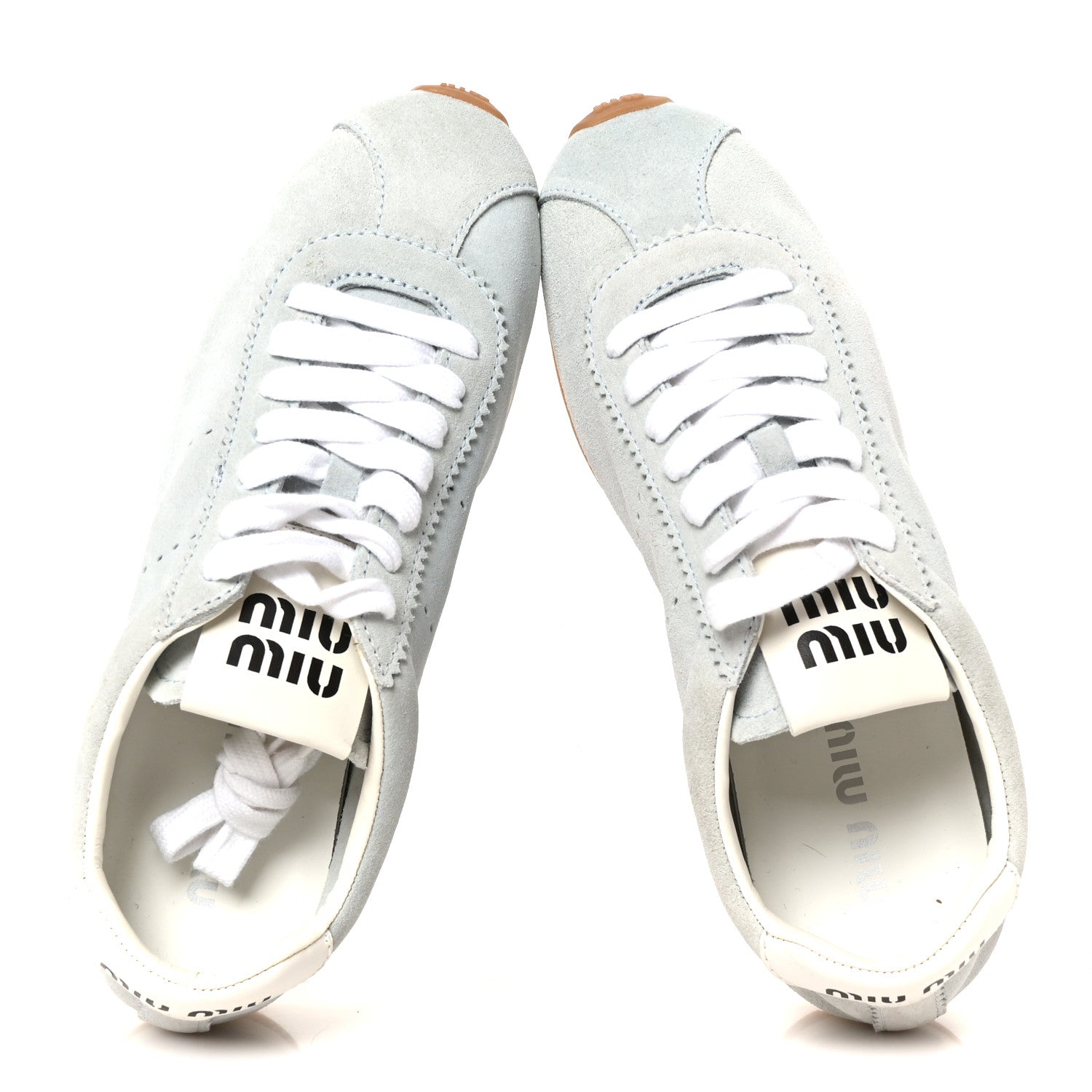 Miu Miu Scamosciato Womens Plume Sneakers 38.5 Light Blue 2 of 9