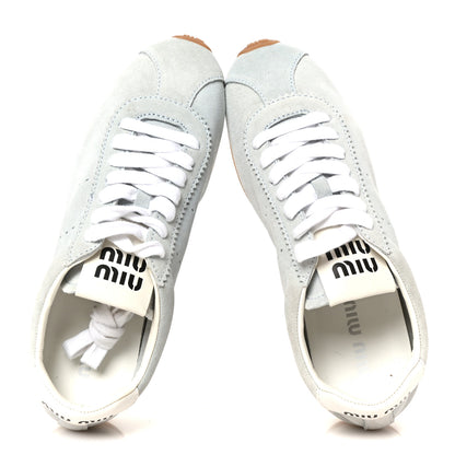 Miu Miu Scamosciato Womens Plume Sneakers 38.5 Light Blue 2 of 9